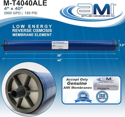 4x40 Low Energy Reverse Osmosis Membrane Element for Tap Water | 2900 GPD at 150 psi | 99.5% Rejection | Replacement Commercial RO Membrane | Applied Membranes USA M-T4040ALE…