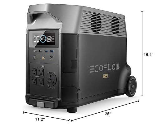 EF ECOFLOW Portable Power Station 3600Wh DELTA Pro with Bag, 2.7H to Full Charge, 5 AC Outlets, 3600W, 120V Lifepo4 Power Station with Expandable Capacity, Solar Generator for Home Use, Blackout, RV