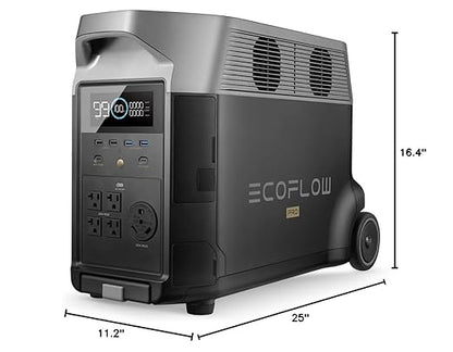 EF ECOFLOW Portable Power Station 3600Wh DELTA Pro with Bag, 2.7H to Full Charge, 5 AC Outlets, 3600W, 120V Lifepo4 Power Station with Expandable Capacity, Solar Generator for Home Use, Blackout, RV