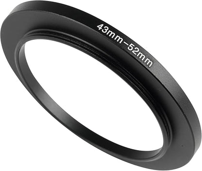 43-52mm Metal Step-Up Ring Adapter Compatible with Mirrorless Cameras DSLR Lens, UV CPL ND Filter Thread Converter, Black