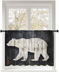 Sheer Curtains 45 Inch Length, White Brown Bear Semi Sheer Curtains Light Filtering Window Treatment, Rustic Counrty Vintage Wood Grain Privacy Voile Drapes for Living Room Bedroom 52x45 Inch