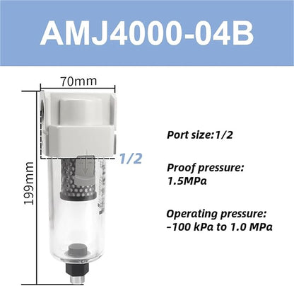 1pc Vacuum Water Droplet Separator Vacuum Pipeline Filter Negative Pressure Filter Element AMJ AMJ3000-03B(AMJ4000-04B)