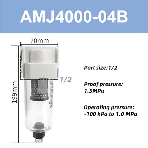 Vacuum Water Droplet Separator Pipeline Filter Negative Pressure Element AMJ AMJ3000-03B AMJ4000-04B-C 1Pcs(AMJ4000-04B)