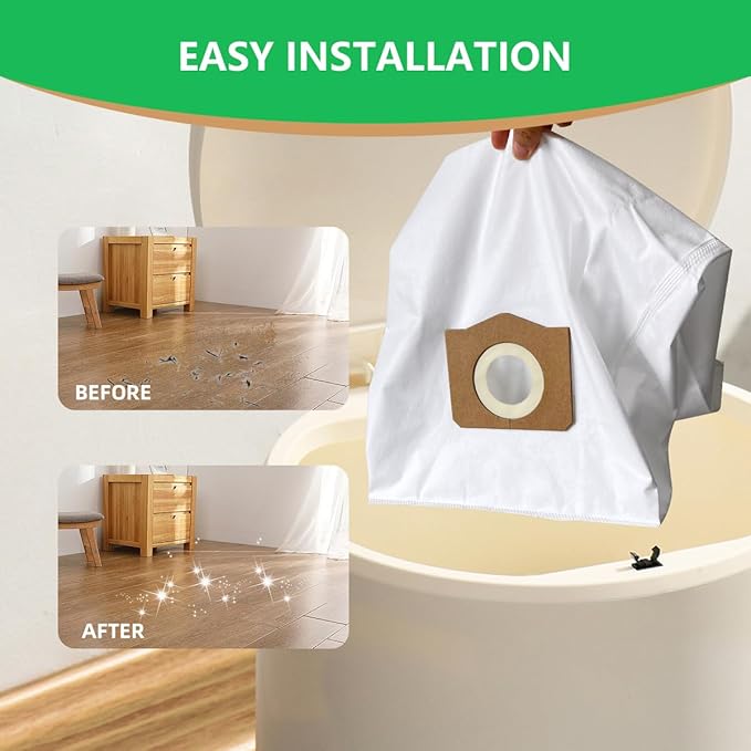 8 Pack AVG0905 Dust Filter Bags, Compatible with EGO Power 9 Gallon Wet/Dry Vacuum WDV0900, High Efficiency Dust Collection Vac Bags