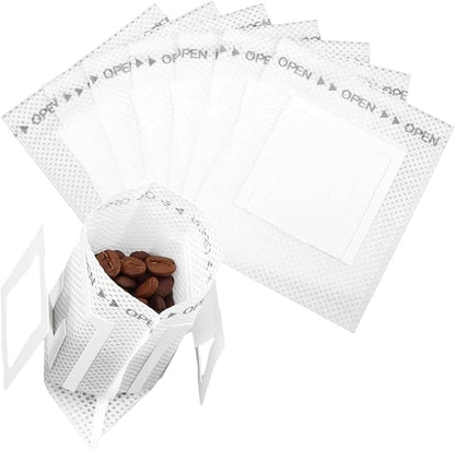 Sibba 100 PCS Portable Coffee Filter Bag with Hanging Ear Design Disposable Drip Coffee Filter Paper Bag Single Serve Pour Over Coffees Filters Paper Bags for Travel Camping Office & Home Brewing