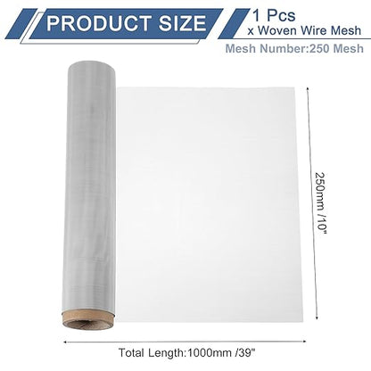 uxcell 250 Mesh 39" x 10" Woven Wire Mesh, 316 Stainless Steel Air Vent Filter Screen, Window Screen Mesh for DIY Projects Vents Cover Filtration Animals Fence