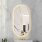 Oval LED Illuminated Bathroom Mirror, Wall-mounted Vanity Makeup Mirror with Demister Pad, 3 Dimmable Color Temperatures & Touch Control, Metal Frame Anti-Fog Lighted Wall Mirror ( Color : Rose Gold F