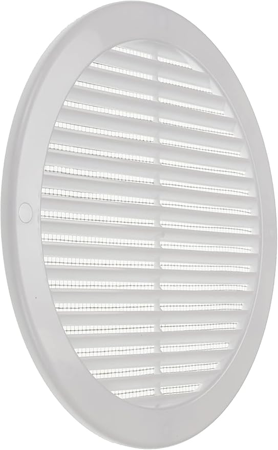 Vent Systems 8" Inch (Opening Dimensions) - Pack of 100 - White Soffit Vent Cover - Plastic Round Air Vent Grille - Built-in Mesh Screen - HVAC Register Louver for Bathroom, Home, Kitchen