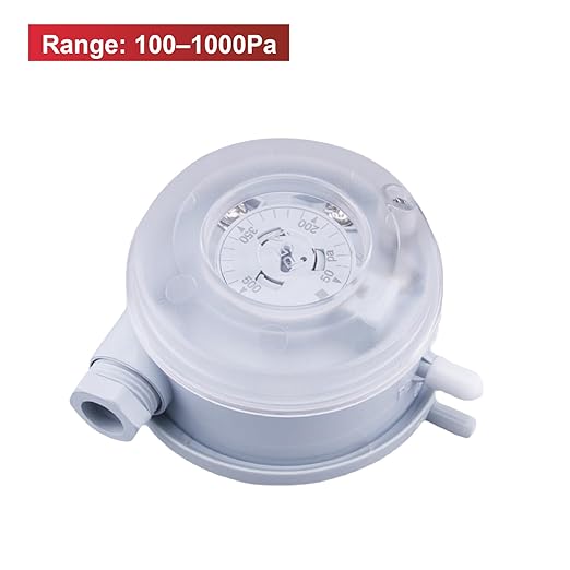 1pcs 604 Micro Differential Pressure Switch - 20-1000Pa Adjustable Air & Gas Sensor for HVAC Systems, Ventilation, Filter, Duct Alarm Use(100-1000pa)