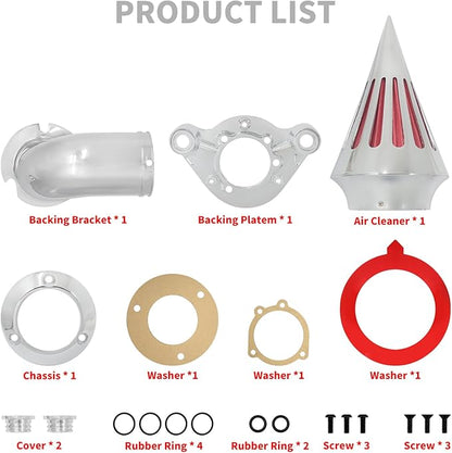 Air Cleaner Motorcycle CNC Spike Air Intake Filter Kit Fit for Harley Sportster XL Iron 883 1200 2004-2022 (Chrome)