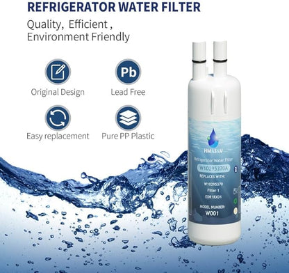 W10295370A water filter replacement, Compatible with Whirlpool EDR1RXD1, Everydrop Filter 1, EDR1RXD1B, W10295370, WHR1RXD1, KAD1RXD1, P4RFKB2, P8RFWB2L, 46-9930,46-9081 4PACK