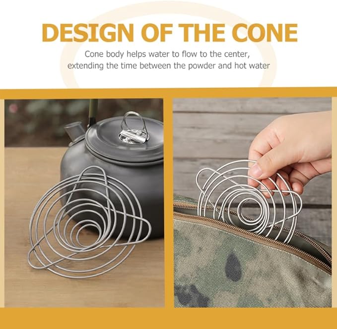 Cabilock Foldable Stainless Steel Coffee Filter Dripper Portable Cone Funnel Reusable Accessory Compact Coffee Maker Filter for Daily Household Use