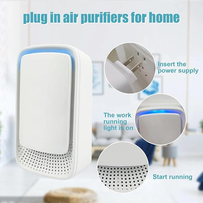 4 Pack Plug In Air Purifier, Negative Ion Filtration System, Quiet Ionic Air Purifiers for Home Bedroom, Mini Portable Air Filter for Kitchen, Basement, Odor, Pets Smell