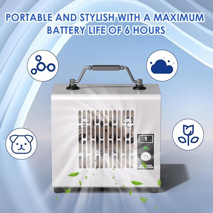 Portable Ionic Air Purifier, Hassle-Free Design, Type-C Rechargeable, 6-Hour Battery, Removes 99.5% of Pollen & Smoke, Ultra-Quiet 25dB, Ideal for Travel, Office, Bedroom, Covers Up to 20㎡