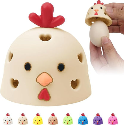 Egg Brush Cleaner, Egg Scrubber Tool for Fresh Eggs, Egg Washer Cleaner Scrubber, Easter Gifts Creative Chicken Shape Egg Wash Brush Silicone Washing Egg Tool - Khaki