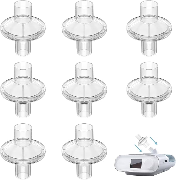 CPAP Filters for CPAP and BiPAP Machine - CPAP Inline Filters Compatible with ResMed, Dreamstation & Any Machine with 22mm and 25mm Cpap Tube Hose, CPAP Supplies Accessories, 8 Packs, FSA HSA eligible