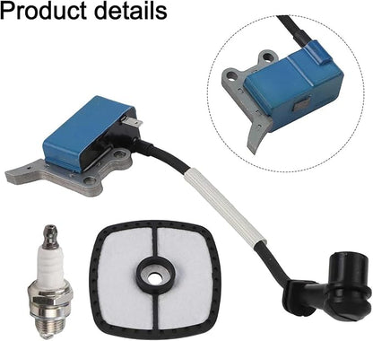 Ignition Coil Spark-Plug and Air Filter Kit for Echo SRM-225 SRM-2320T PAS-225 String Trimmers and Brushcutters Outdoor-Power Equipment Replacement Parts Blue