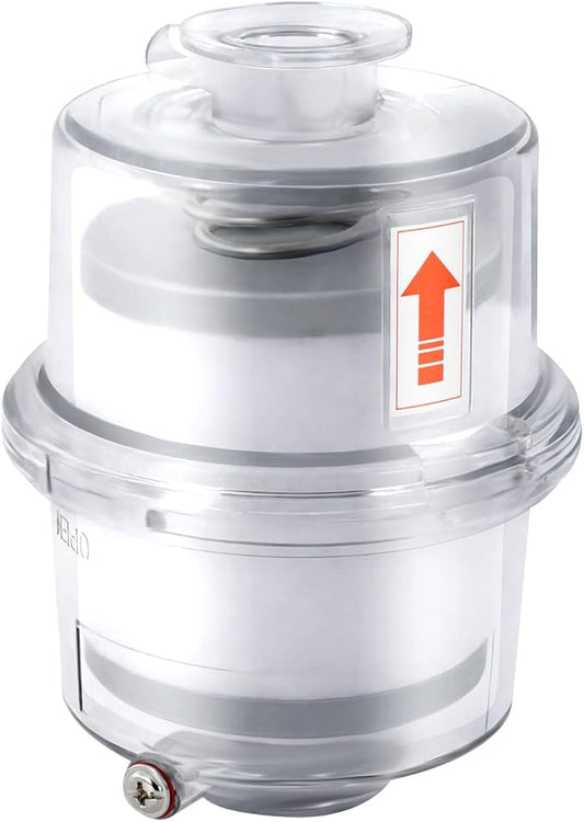 Vacuum Pump Oil Mist Filter, KF25 Quick Release Flange 95% Filtration, PC Clear Shell with 15.75in Oil Drain Pipe for Industrial, Laboratory (4.1×5.6in)