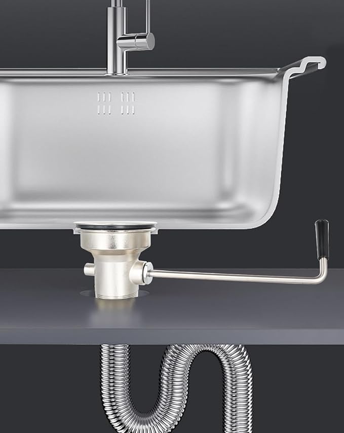 3-1/2 Inch Commercial Sink Drain with Twist Handle Kitchen Sink Opening Waste Drain Valve Stopper Prevents Sink Clogged Overflow for 1/2/3 Compartment Sink Style Drains