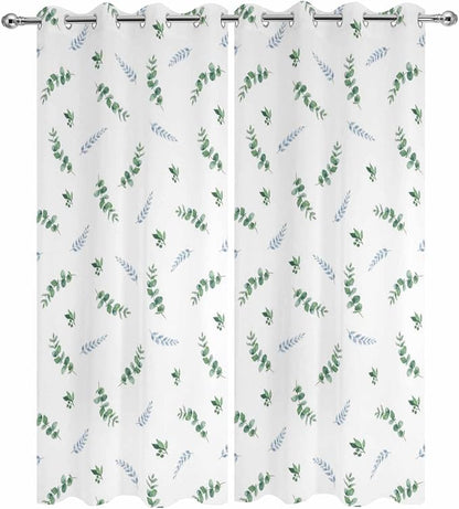 Leaf Outdoor Curtains for Patio Summer Jugal Leaves Pastoral Plant Waterproof Outside Curtains with Grommet Top Weatherproof Curtain for Cabana Pergola Gazebo, 2 Pack, 54" W x 84" L