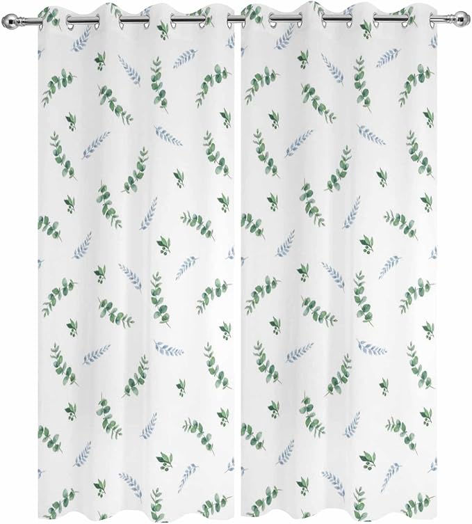 Leaf Outdoor Curtains for Patio Summer Jugal Leaves Pastoral Plant Waterproof Outside Curtains with Grommet Top Weatherproof Curtain for Cabana Pergola Gazebo, 2 Pack, 54" W x 108" L