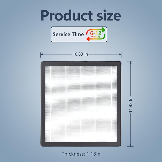 PR1 replacement filter, suitable for MOOKA air purifier 2 pcs of particle air filters,by 4 washable pre-filters, effectively filters, compatible MOOKA PR1