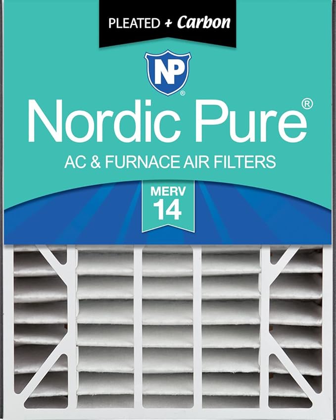 Nordic Pure 20x25x5 (Actual Size: 19 3/4 x 24 1/4 x 4 7/8) Air Bear AC Filter Replacement MERV 14 Plus Carbon 1 Pack