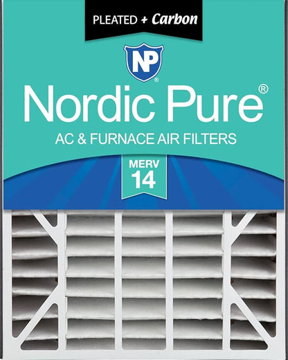 Nordic Pure 20x25x5 (Actual Size: 19 3/4 x 24 1/4 x 4 7/8) Air Bear AC Filter Replacement MERV 14 Plus Carbon 1 Pack