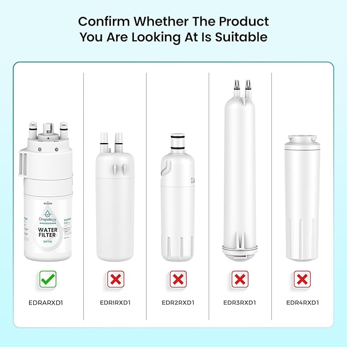 Dropology EDRARXD1 Refrigerator Water Filter Replacement Compatible with EDRARXD1, Filter A, EDRARXD1B, W11569863, WHRARXD1, Water Filter (Pack of 2)