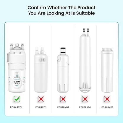 Dropology EDRARXD1 Refrigerator Water Filter Replacement Compatible with EDRARXD1, Filter A, EDRARXD1B, W11569863, WHRARXD1, Water Filter (Pack of 2)