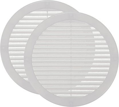 Vent Systems 8" Inch (Opening Dimensions) - Pack of 2 - White Soffit Vent Cover - Plastic Round Air Vent Grille - Built-in Mesh Screen - HVAC Register Louver for Bathroom, Home, Kitchen