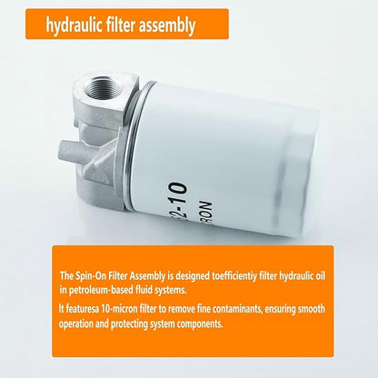 ‎‎Hydraulic Oil Filter Assembly - 3/4" NPT Ports,10 Micron Spin-On Hydraulic Return Line Filter Housing with Indicator Port, 20 GPM, 200 PSI for Log Splitters&Mini Excavators,Models 723-0405,CP-752-10