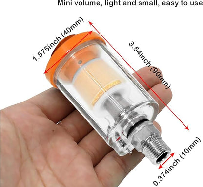 beduan Water Oil Separator Filter, 1/4" NPT Male and Female Thread Spray Gun Filters Air Compressor Fitting Compressed Orange（Pack of 2）