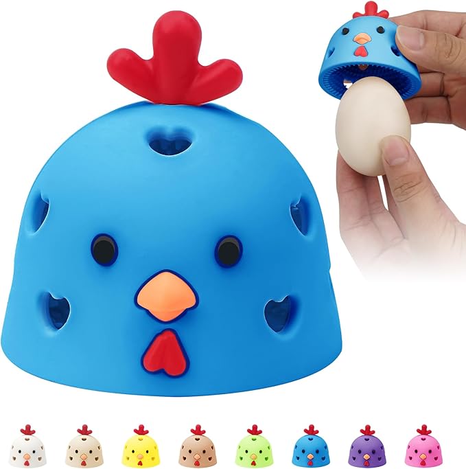 Egg Brush Cleaner, Egg Scrubber Tool for Fresh Eggs, Egg Washer Cleaner Scrubber, Easter Gifts Creative Chicken Shape Egg Wash Brush Silicone Washing Egg Tool - Blue