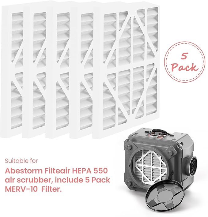 Abestorm MERV-10 Filter Replacement Set Replacement Filters for Filterair HEPA 550 Air Scrubber (5Pack)