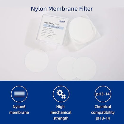 100 PCS Nylon Disc Membrane Filters 47mm 5.0µm Pore Size pH 5-12