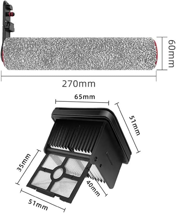 Main Roller Brushes Filter，Compatible For Dreame，H40 Ultra / H40 Pro Wet Dry Vacuum Cleaner Spare Parts Floor Scrubber .(B)