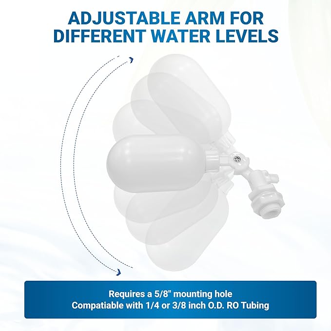 2 pcs Max Water Filter Float Ball Valve with 1/4 inch Quick Connect Push in to Connect Tube Fittings, Adjustable Plastic Float Valve for Aquarium Reverse Osmosis Systems Water Purifiers
