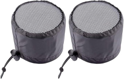 2 Pack Grow Tent Vent Duct Filter Covers with Elastic Band and Fixed Buckles, Silver-Coated Oxford and Mesh Cloth for Plant Greenhouses, Fits 4in 6in 8in Openings, Black(8in)