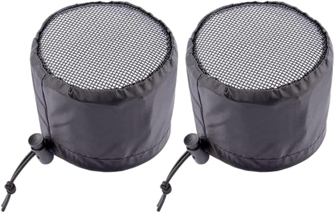 2 Pack Grow Tent Vent Duct Filter Covers with Elastic Band and Fixed Buckles, Silver-Coated Oxford and Mesh Cloth for Plant Greenhouses, Fits 4in 6in 8in Openings, Black(4in)