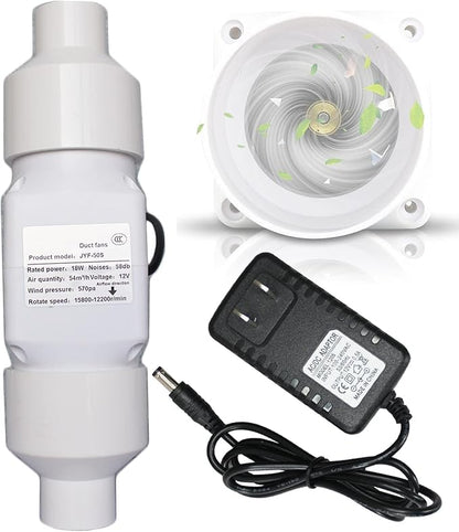 Air Circulation Duct Fan 2 Inch 50Mm Inline Extractor 32Cfm Fan Air Diffuser Blower for Filter Grow Tent Ceiling Wall Bathroom Ventilation (Color : NO Adjustable Speed, Size : 50-25mm)