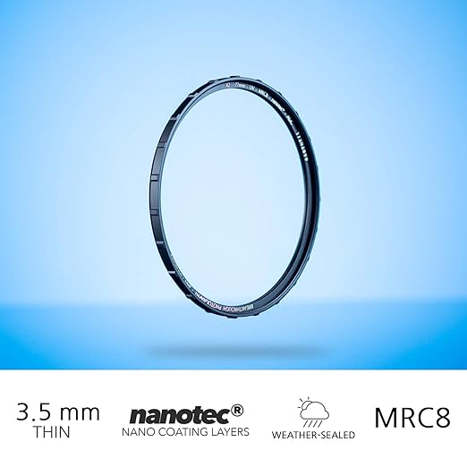 77mm X2 UV Filter for Camera Lenses - UV Protection Photography Filter with Lens Cloth - MRC8, Nanotec Coatings, Ultra-Slim, Traction Frame, Weather-Sealed by Breakthrough Photography