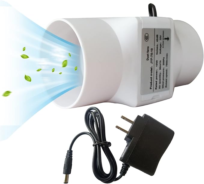 3Inch Inline Duct Fan 10W Air Extractor Booster 12V Air Diffuser Circulation Blower 53 Cfm Intake Ventilation Fan for Ducting, Vents, Grow Tents (Color : NO Adjustable Speed)