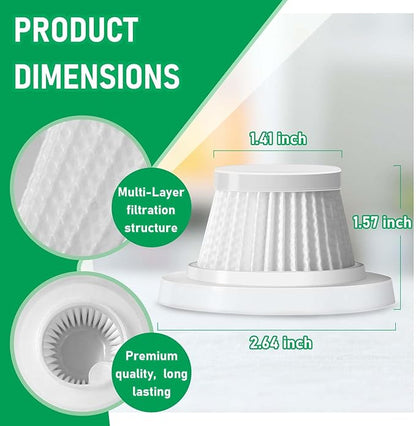 Replacement HEPA Filters Compatible with Horsepower Duck Vacuum Cleaner as Seen on TV, 4-Pack High-Efficiency Filtration, Washable Filters Compatible with Horsepower Duck Handheld Vac as Seen on TV