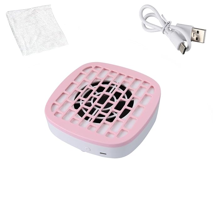 Mini Nail Dust Collector & Extractor Fan - Low Noise Portable Vacuum for Nail Drilling and Polishing, Compact Design with Magnetic Filter Cover for Home Salon (PINK)