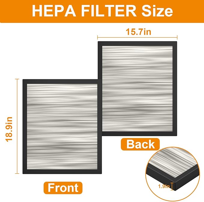 3-Stage Filtration Replacement Filters for M-T Air Scrubber, MERV-10 Pre-Filter, HEPA Filter & Carbon Filter Set (3 Pack) For Clean Air & Odor Control