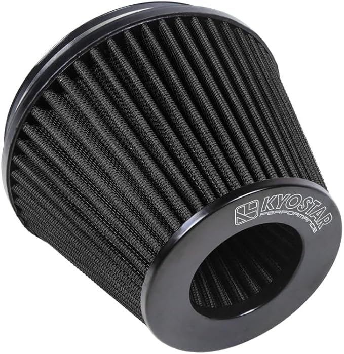 KYOSTAR Universal 6" (152mm) High-Flow Air Filter, Reusable Cone Cold Air Intake, High Performance, Washable, Clamp-On Car High Flow Air Kit, Flange Diameter: 6 Inch, Filter Height: 6.2 Inch, Black