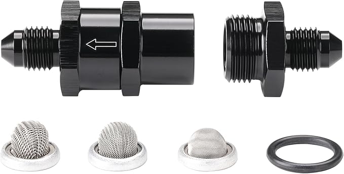 3AN Inline Fuel & Oil Feed Filter Set with 30 80 150 Micron Elements Aluminum Black