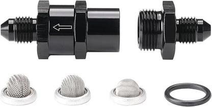 3AN Inline Fuel & Oil Feed Filter Set with 30 80 150 Micron Elements Aluminum Black