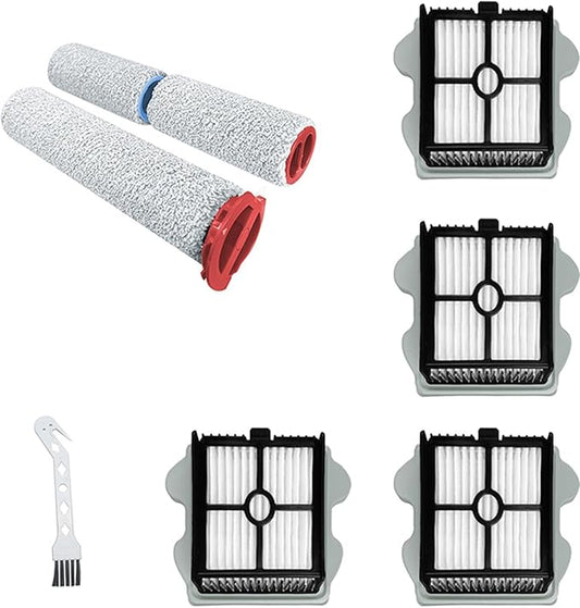 1 Set Main Brush + 4 PCS Filters + Cleaning Brush Replacement Parts Compatible with Roborock A10 PLUS Dyad Pro/Combo Wet Dry Vacuum Cleaner